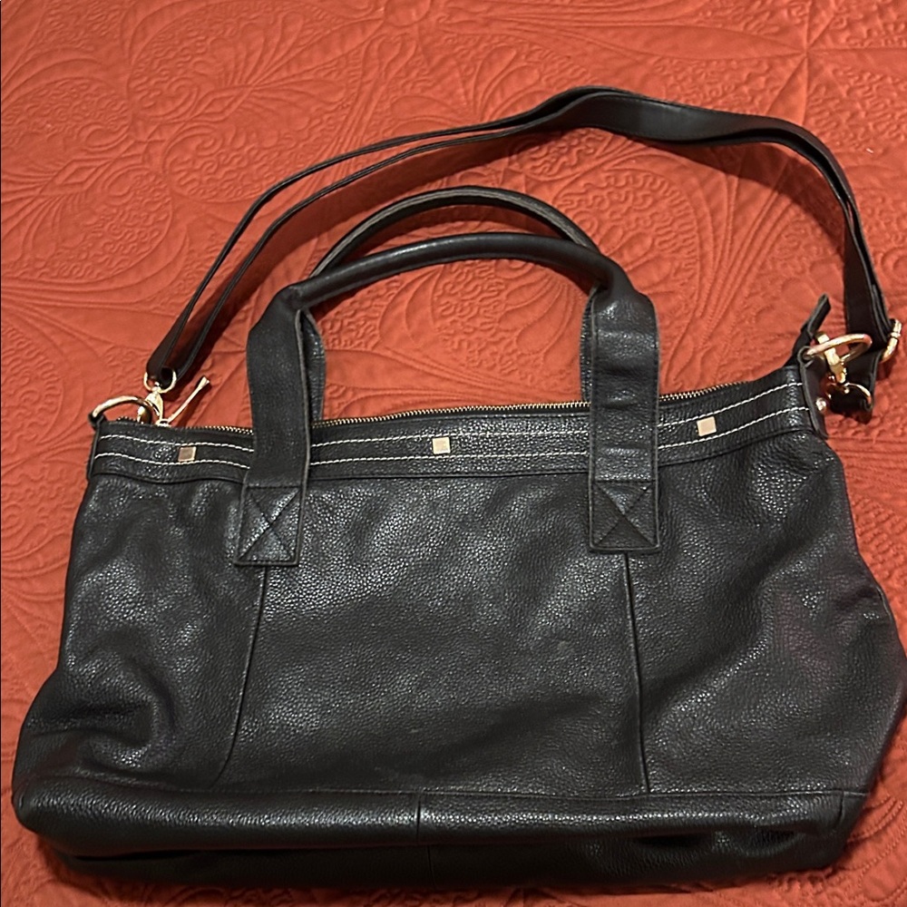 Elegant Black Leather Tote Bag